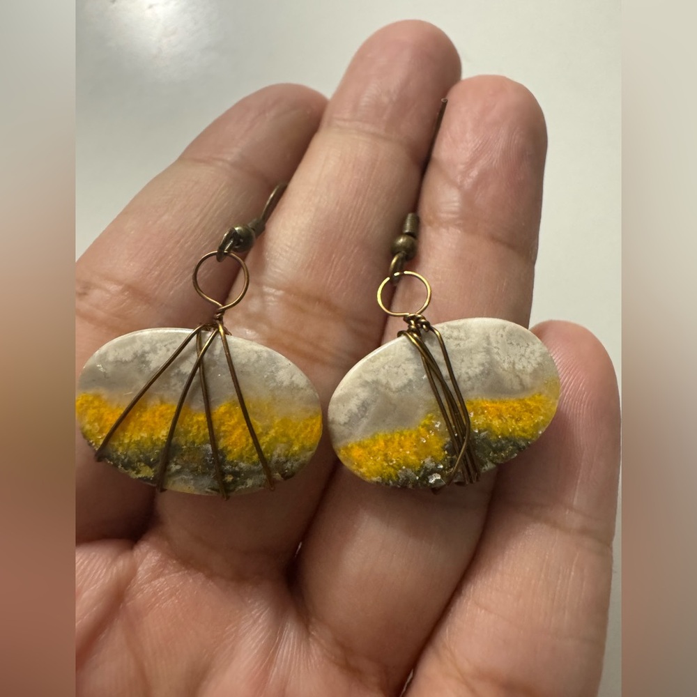 Vintage Bumblebee Jasper Stone Earrings
